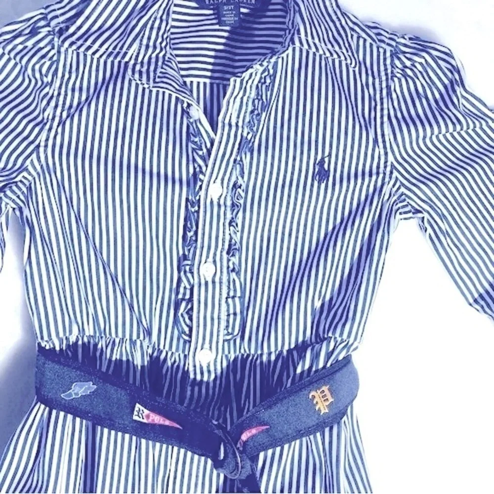 Polo Ralph Lauren Button down Shirt Dress with Belt Accent. Size 3T